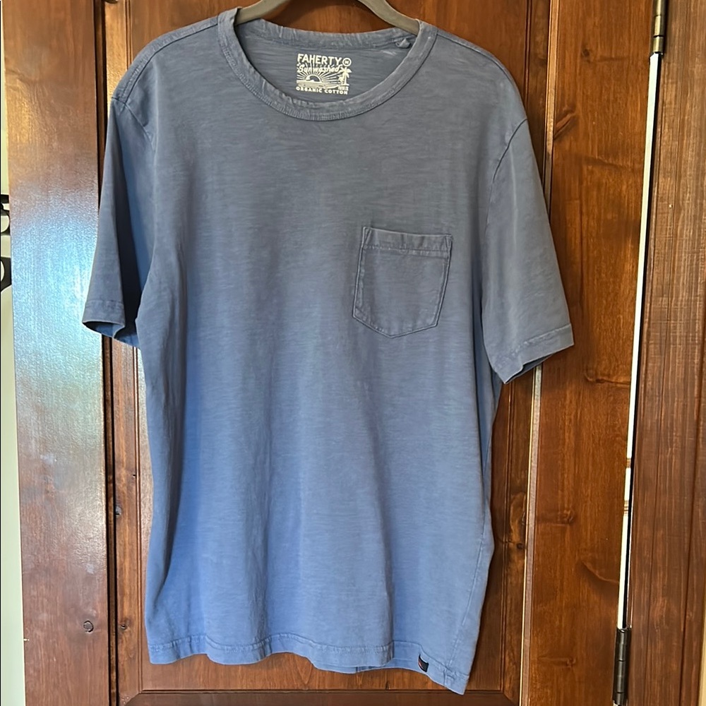 Faherty Blue Short Sleeve Tee Crew Neck
